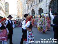 The Žejanski Žvoncari performing in one of Trieste's main squares before the start of the 'IstroRomanians (Cici and Citibiri') Seminar and Exhibition