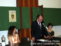 Ervino Curtis, the President of the 'Decebal' Italo-Romanian Cultural Association giving the opening remarks at the opening of the 'IstroRomanians (Cici and Citibiri') Seminar and Exhibition